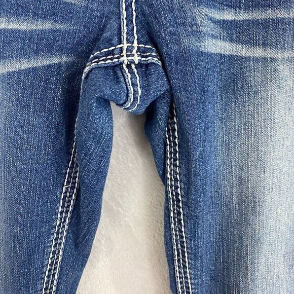 Ariya Bootcut Jeans Juniors' 7 Embroidered Denim Whiskered Rodeo Cowgirl Western - Picture 8 of 16